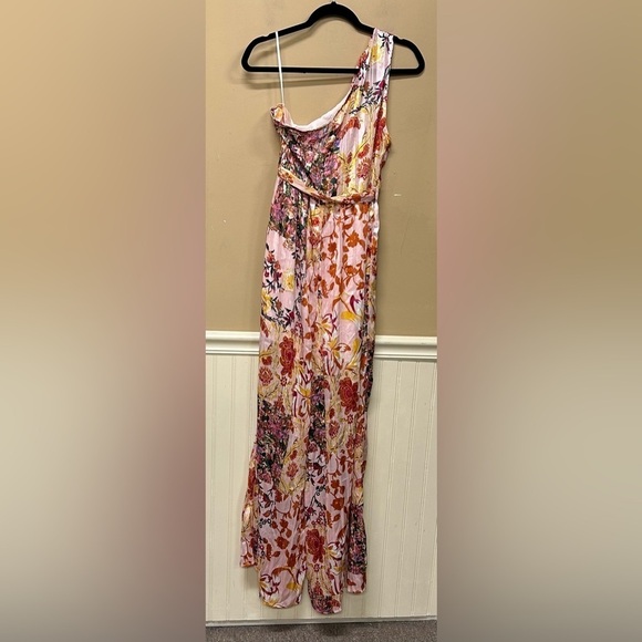 Shein Vcay Floral Print One Shoulder Jumpsuit Size L 8-10 NWT - Picture 2 of 6